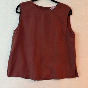 Women's Eileen Fisher 100 % Organic Linen Top Brown Size S/P